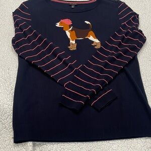 Talbots Navy Sweater with Pink Accents